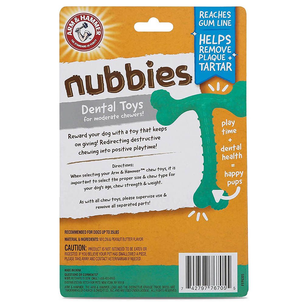 Arm & Hammer - Nubbies Tribone Chew Toy For Dogs - Peanut Butter