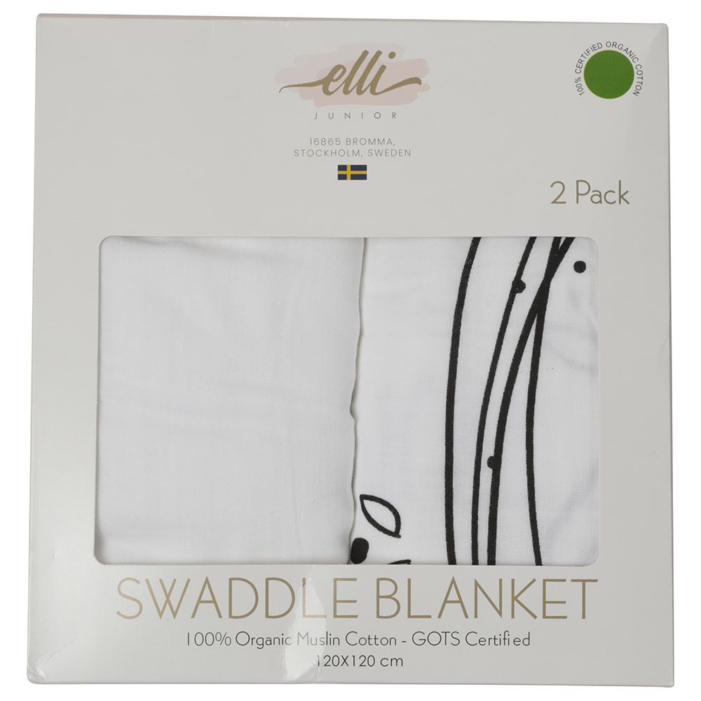 Elli Junior - Cotton Blanket Milestone Black+White 2pc-Set