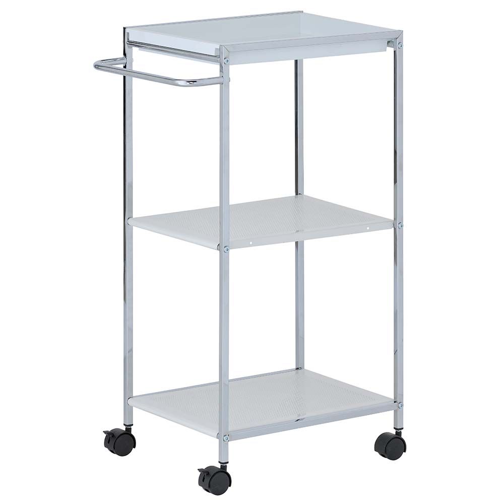 Zenments - 2 Metal Shelf And 1 PP Tray Trolley - Chrome