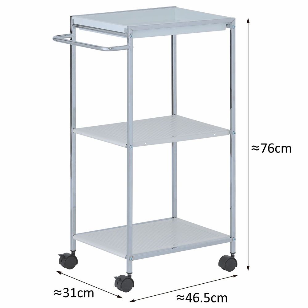 Zenments - 2 Metal Shelf And 1 PP Tray Trolley - Chrome