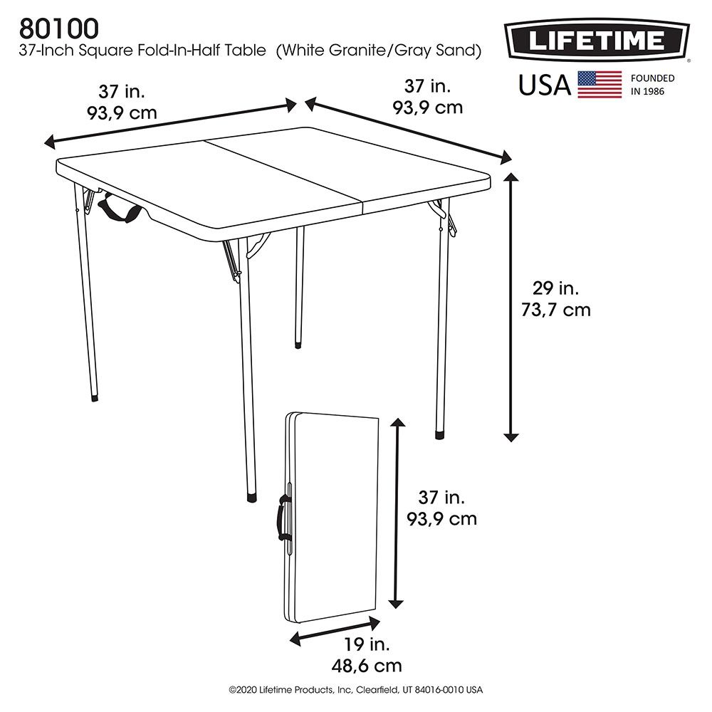 Lifetime Light Commercial Fold In Half Table 37 Inch - White