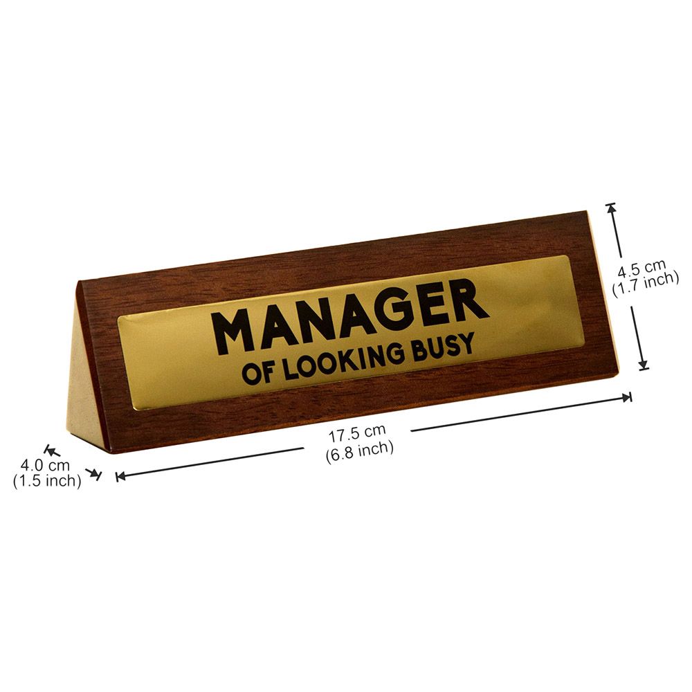 Other - Manager - Funny Wooden Desk Sign - Brown