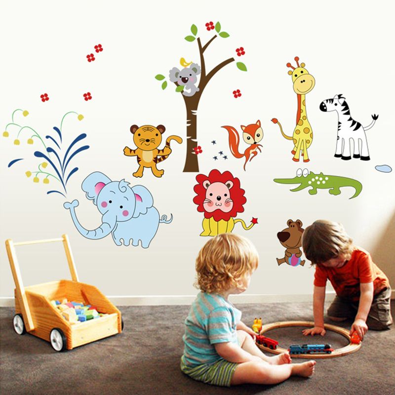 StickieArt - Jungle Toons Animal Removable Stickers-Large