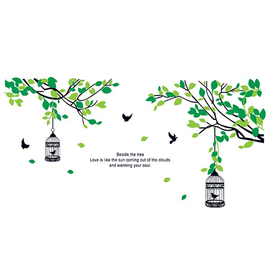 StickieArt - Green Leaves Bird Cage Removable Stickers-Large