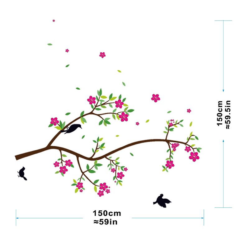 StickieArt  -  Birds on Flower Branch Wall Decal 90cm