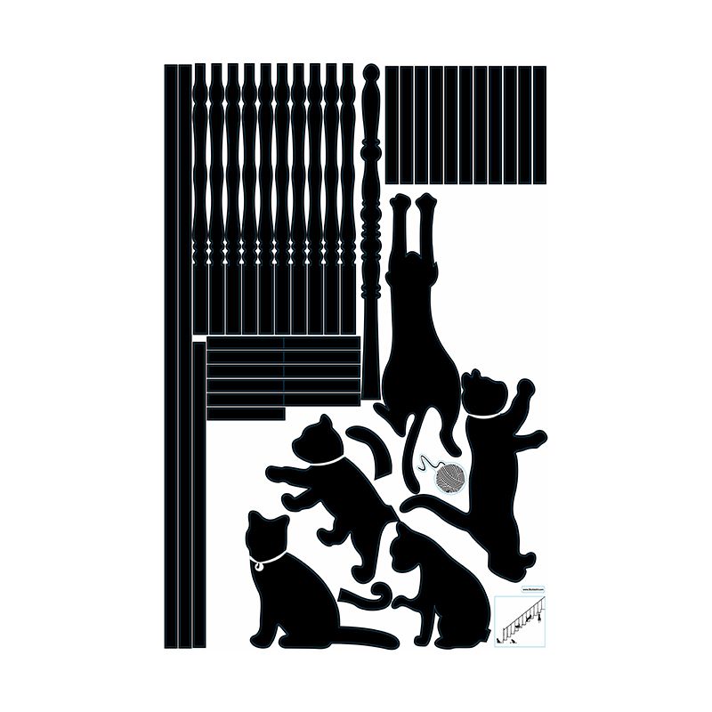 StickieArt - Playful Cats On Stairs Removable Stickers-Large