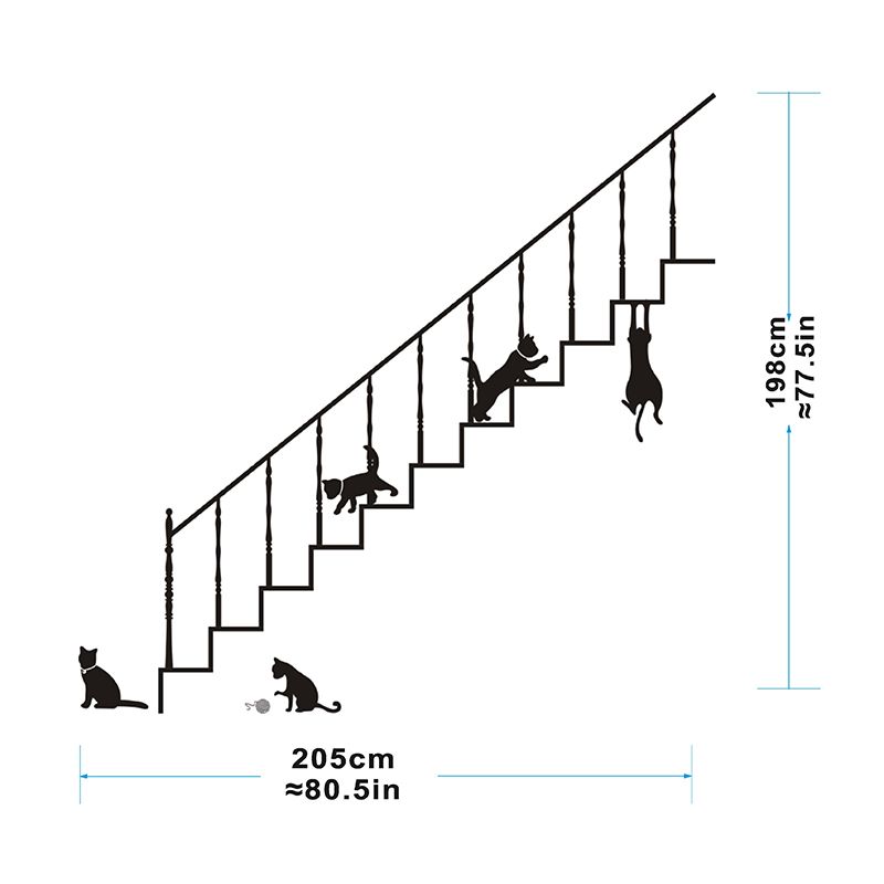 StickieArt - Playful Cats On Stairs Removable Stickers-Large