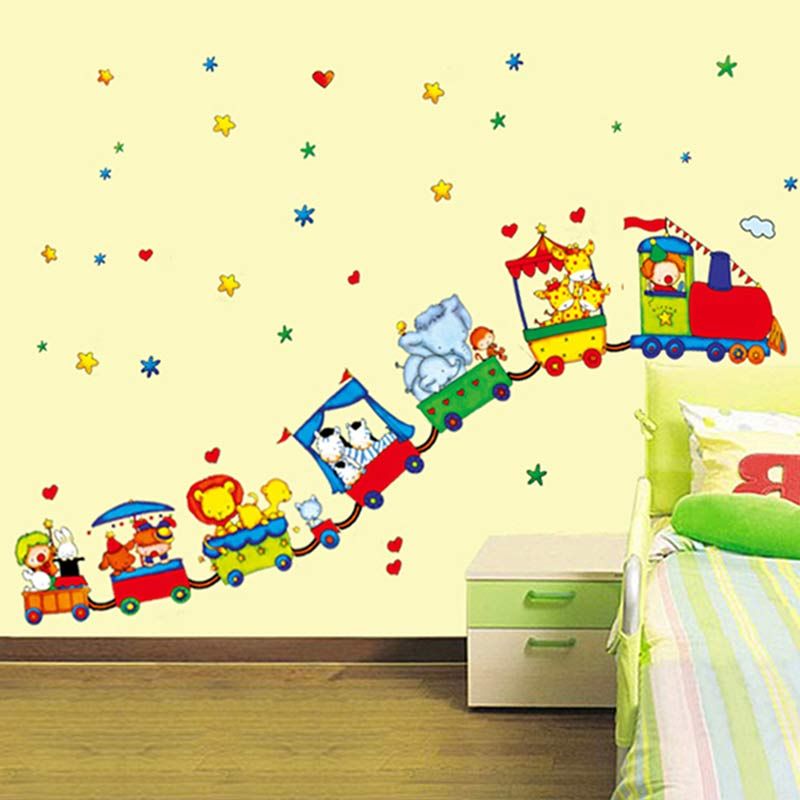 StickieArt - Cartoon Animal Train Ride Removable Stickers