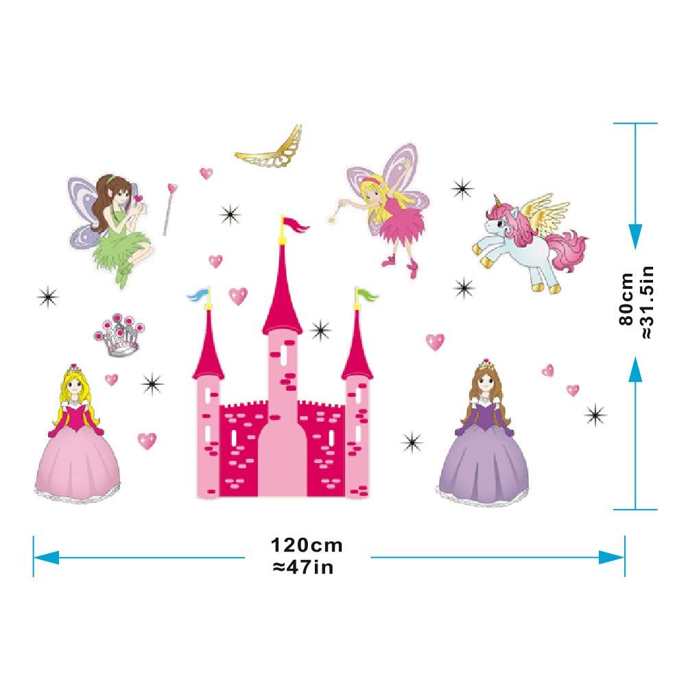 StickieArt - Girl's Magical Princess Castle Removable Stickers