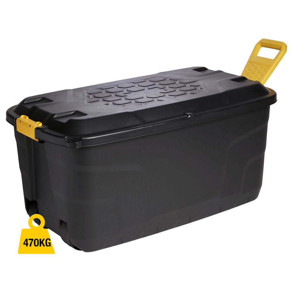 Strata - Storage Box W/ Lid, Wheels & Handle 110L - Black