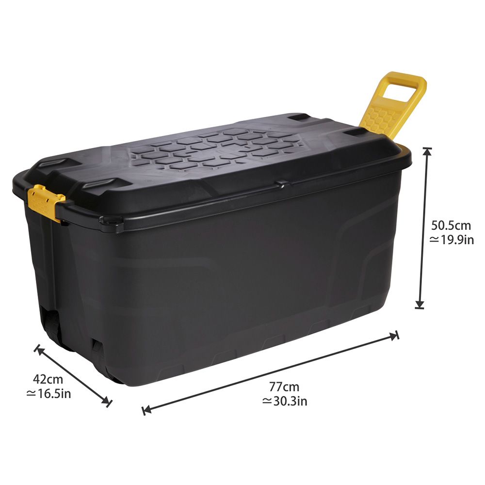 Strata - Storage Box W/ Lid, Wheels & Handle 110L - Black