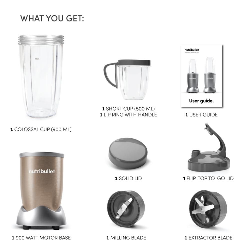 NutriBullet Pro - 7-Piece Accessories High-Speed Blender 900W Copper Gold