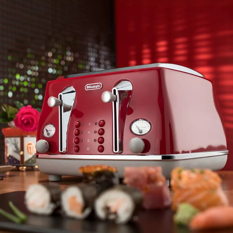 De Longhi Icona Capitals 4 Slice Toaster Red