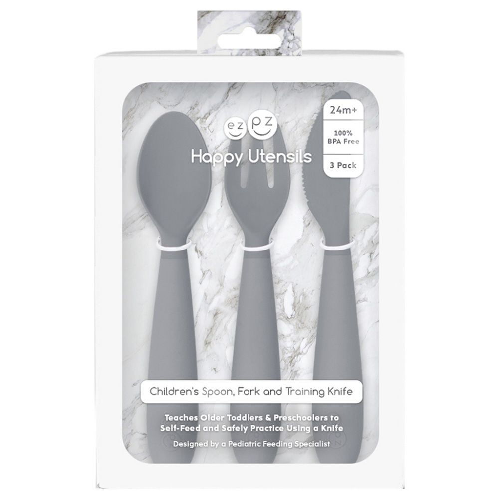 Ezpz - Happy Utensils - Gray