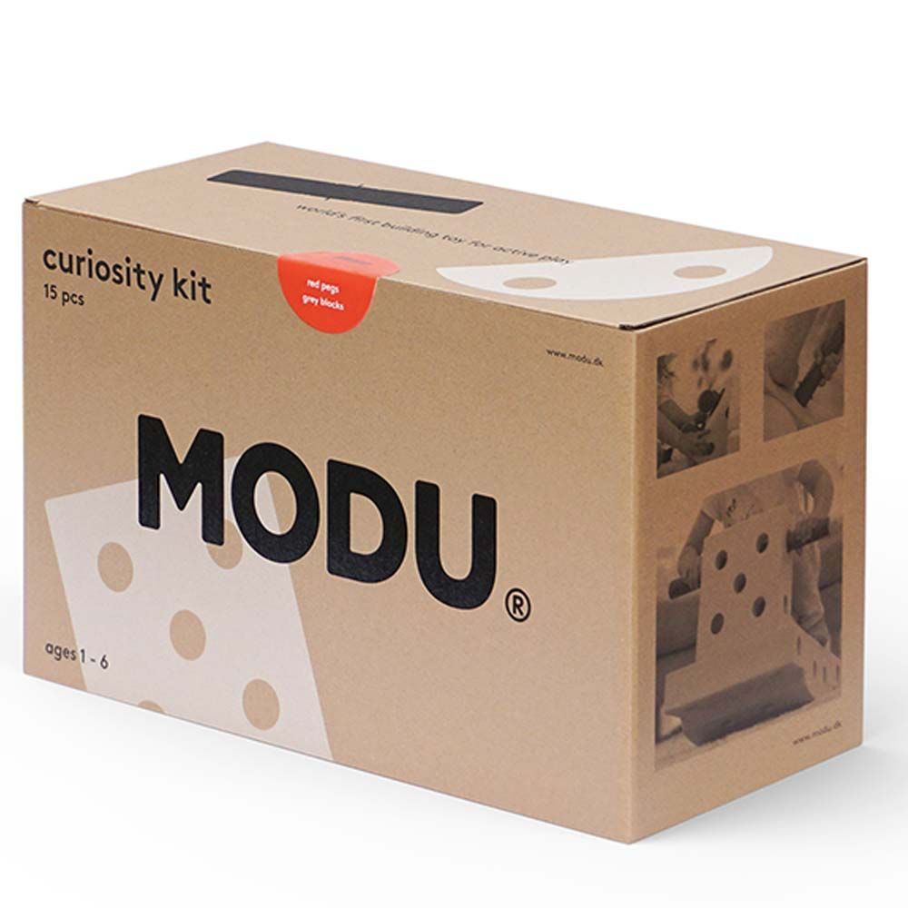 MODU - Curiosity Kit - Red Pegs & Grey Blocks - 15pcs