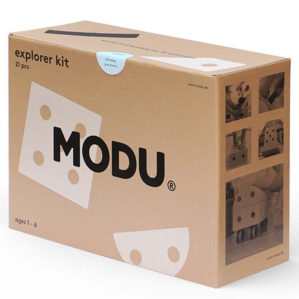 MODU - Explorer Kit - Blue Pegs & Grey Blocks - 21pcs