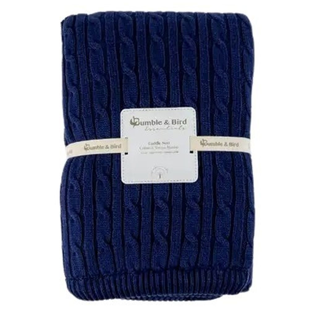 Bumble & Bird - Knitted Blanket With Sherpa Back - Blue