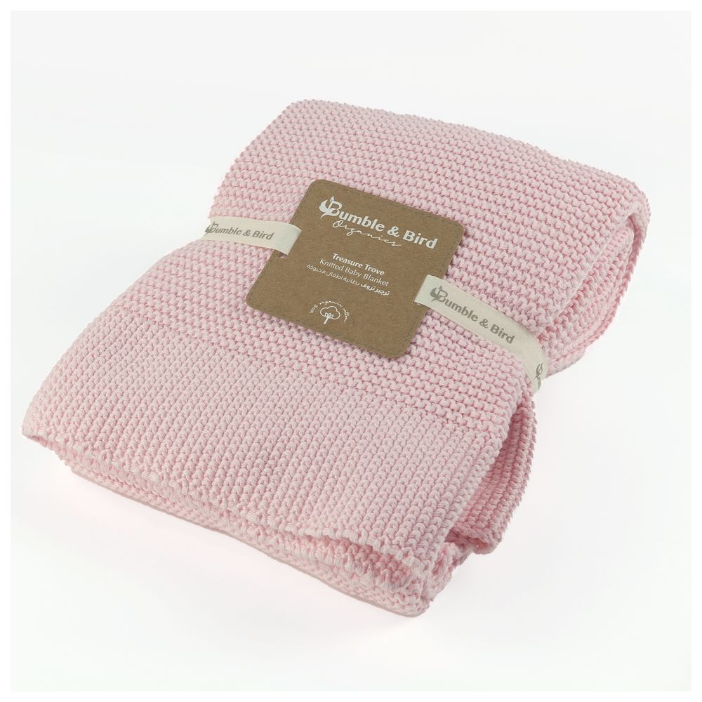 Bumble & Bird - Knitted Receiving Blanket - Pink