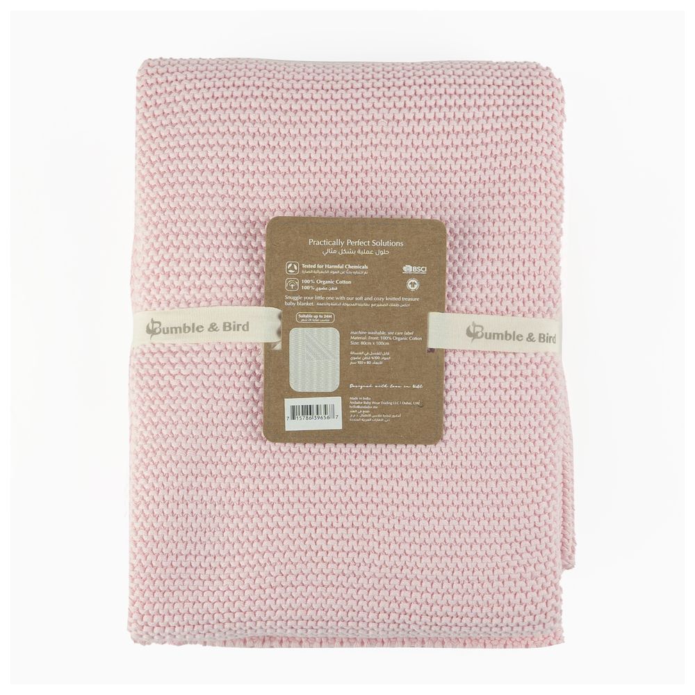 Bumble & Bird - Knitted Receiving Blanket - Pink