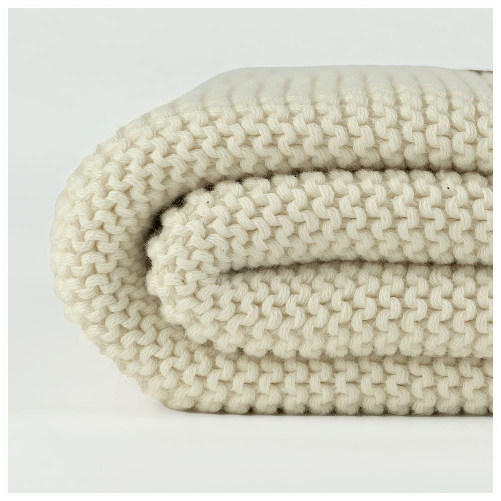 Bumble & Bird - Knitted Receiving Blanket - White