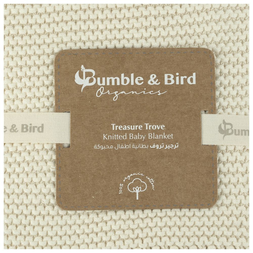 Bumble & Bird - Knitted Receiving Blanket - White