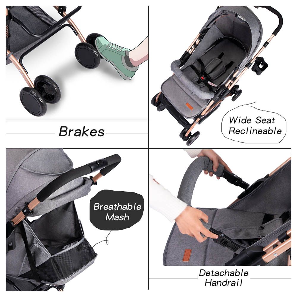 Bebesitos - Reversible Fast Folding Baby Stroller - Grey