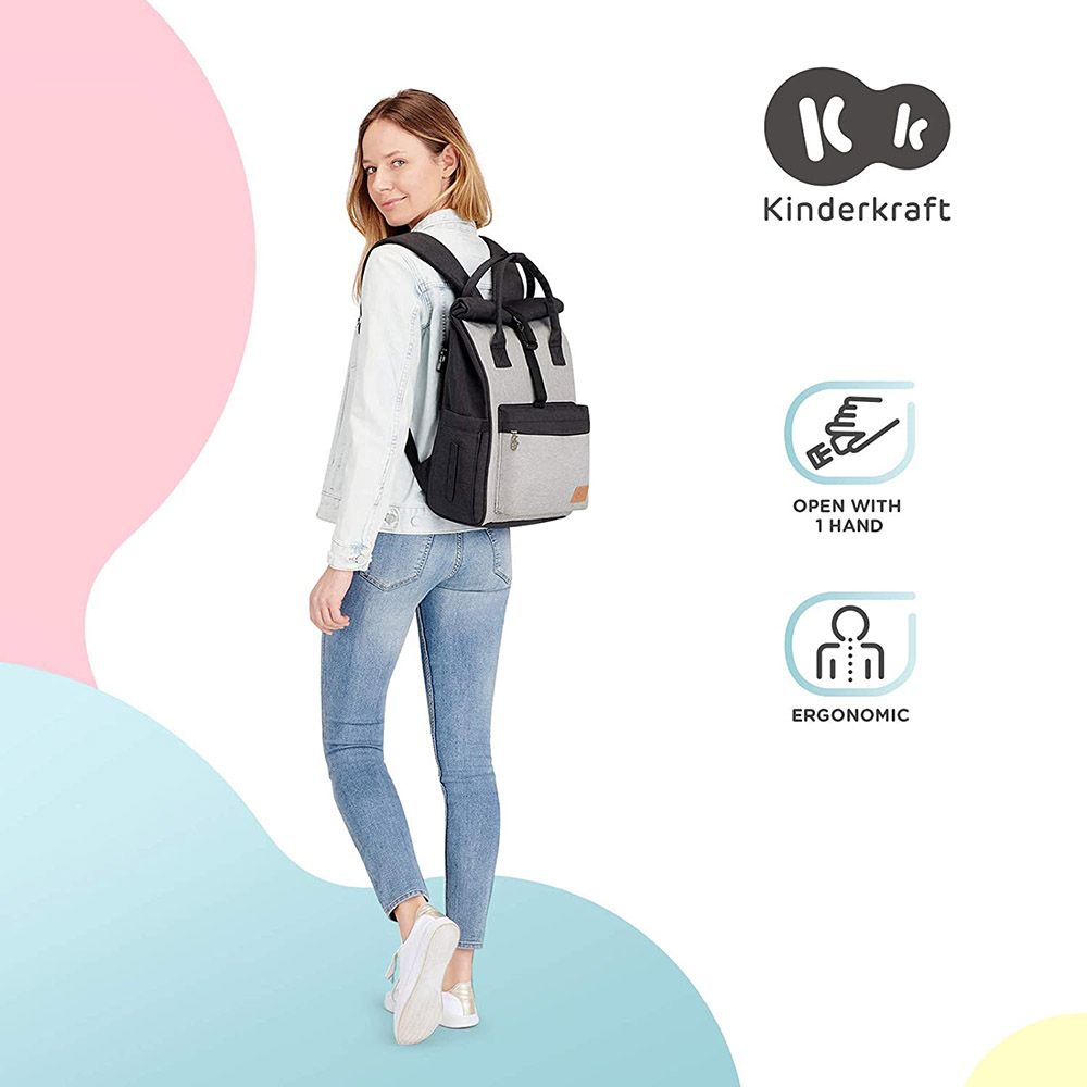 Kinderkraft - Moonpack Diaper Backpack - Grey