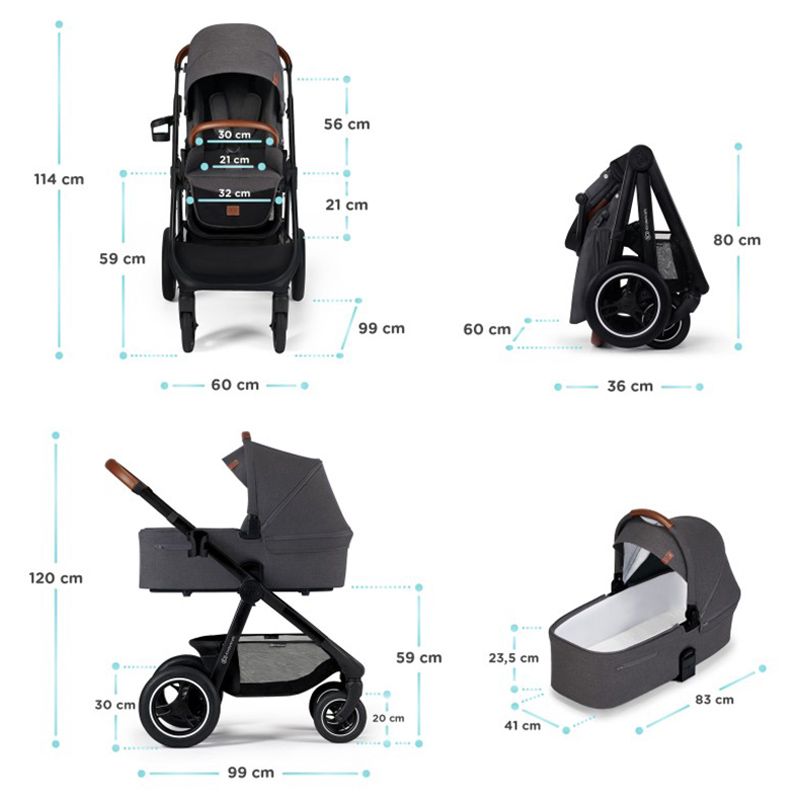 Kinderkraft -Everyday 2-in-1 Travel System - Light Grey/ Black Frame