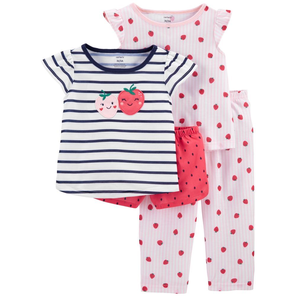 Carters - 4-Piece Strawberry Loose Fit Poly PJs