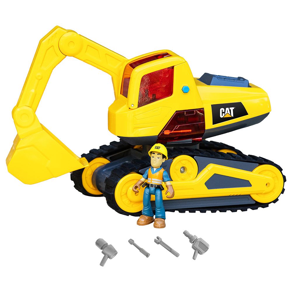 Cat Toys - Light & Sound Power Action Crew Excavator - Yellow