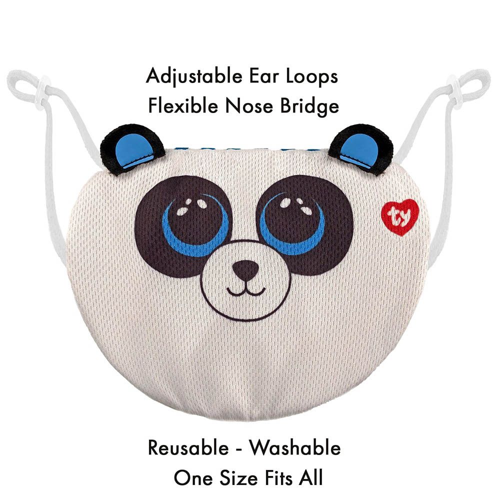 Ty - Beanie Boo Face Mask Panda Bamboo - White/Black