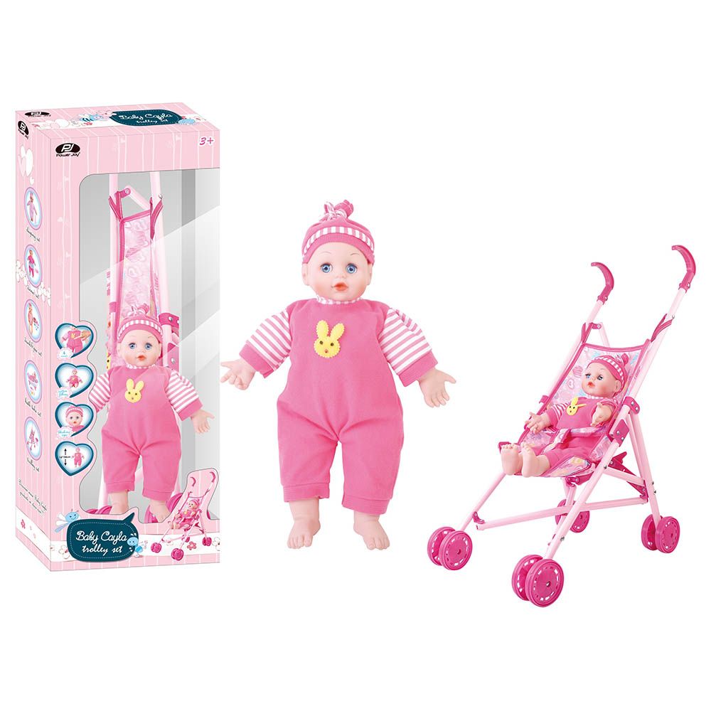 Power Joy - Baby Cayla Trolley with Doll 36cm