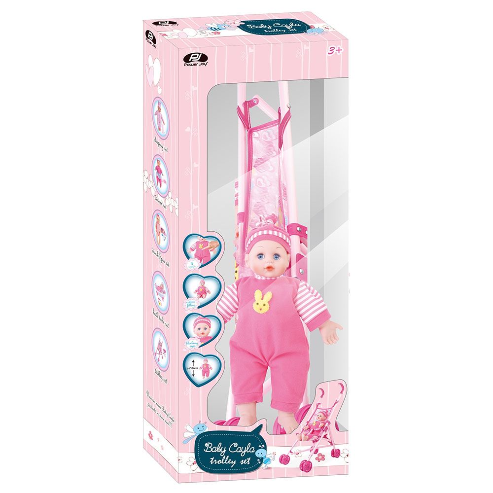 Power Joy - Baby Cayla Trolley with Doll 36cm