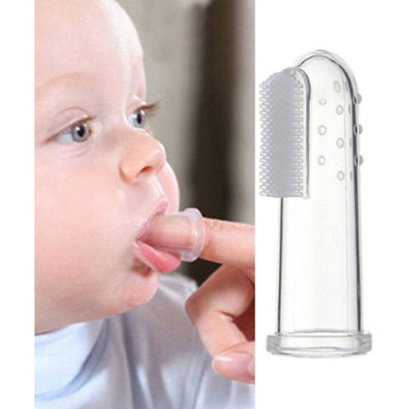 Amchi Baby Silicone Fingertip Toothbrush Pack Of 3 Clear