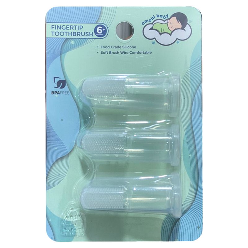 Amchi Baby Silicone Fingertip Toothbrush Pack Of 3 Clear