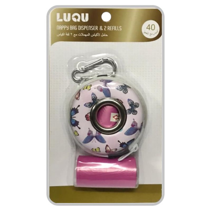 Luqu - Disposable Nappy Bag Dispenser And 2 Refill - Pink