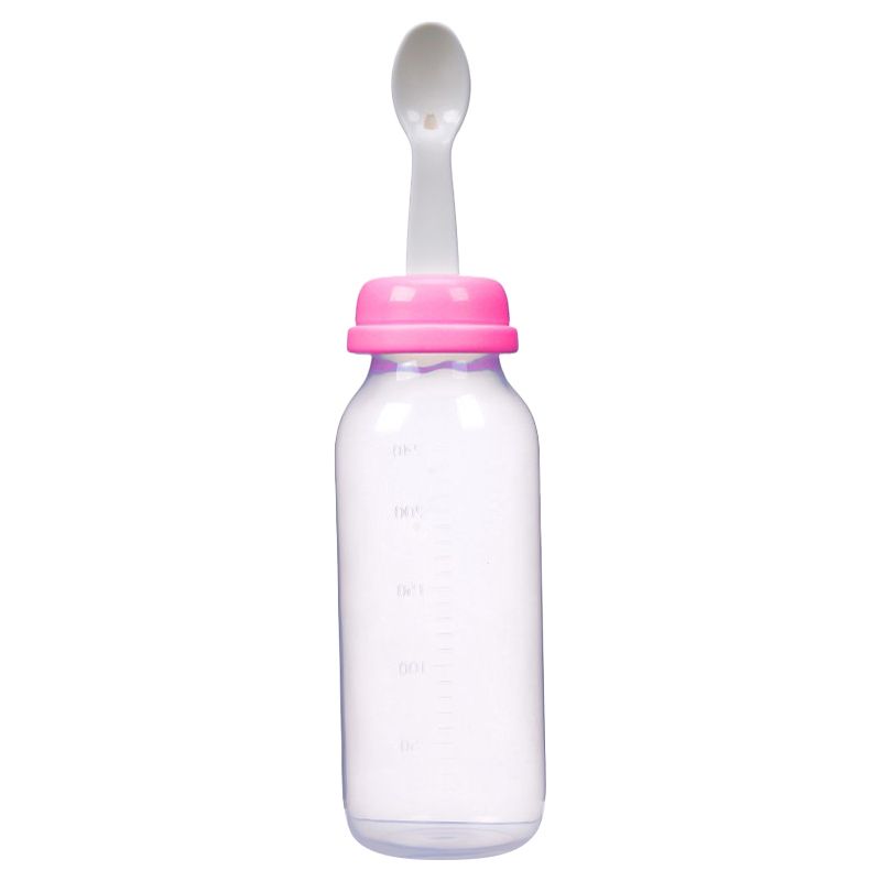 Luqu - 240Ml Pp Nursing Bottle With Spoon - Pink