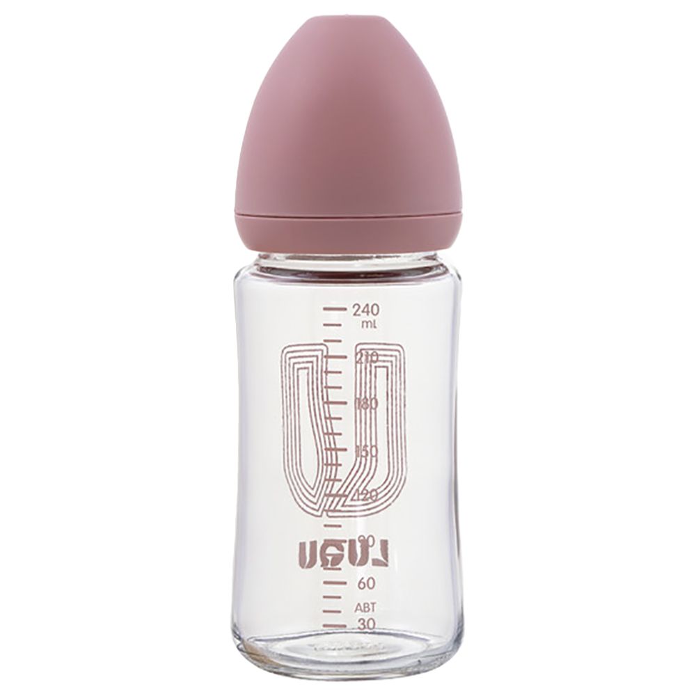 Luqu - Glass Feeding Bottle 240ml - Pink