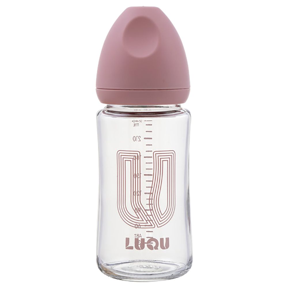 Luqu - Glass Feeding Bottle 240ml - Pink