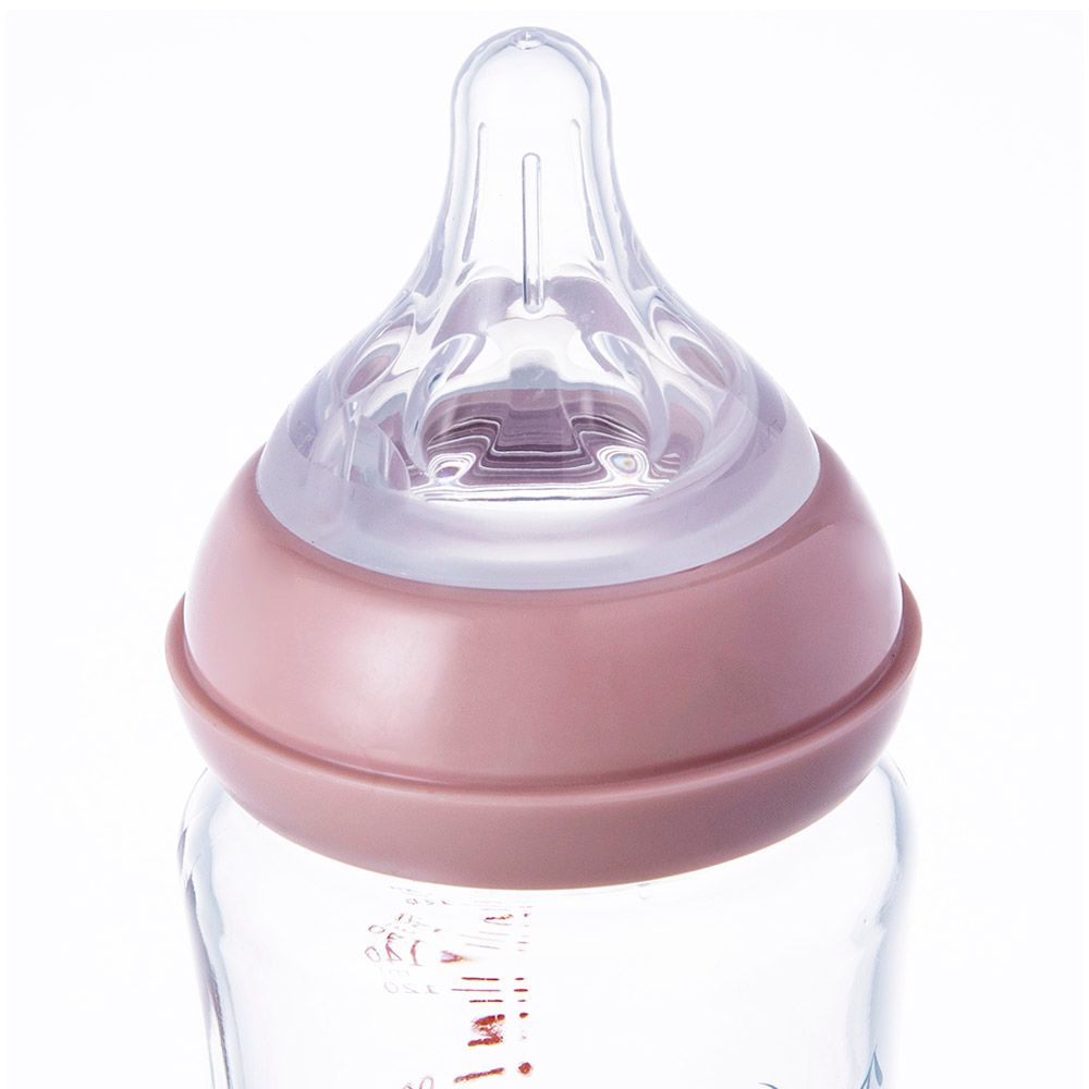 Luqu - Glass Feeding Bottle 240ml - Pink