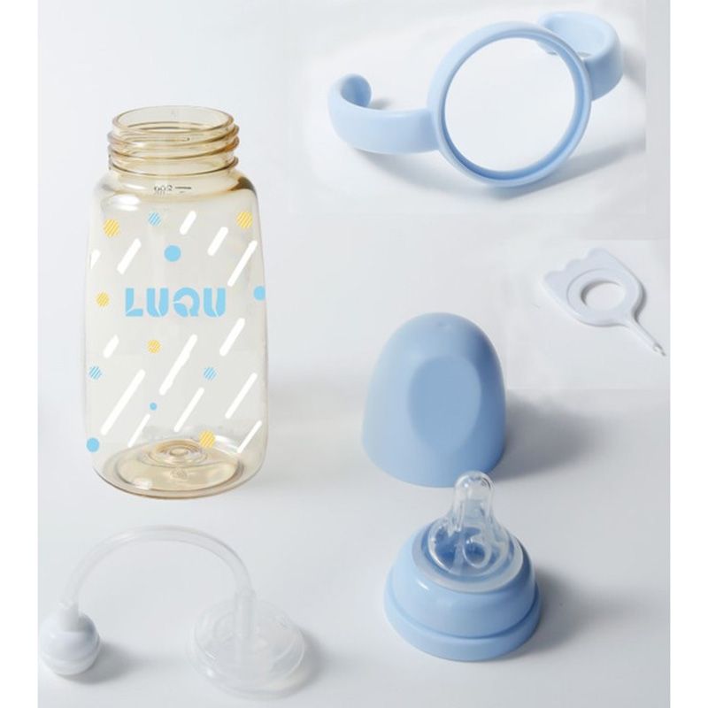 Luqu - 200Ml Neck Feeding Bottle Handle/Straw - Blue