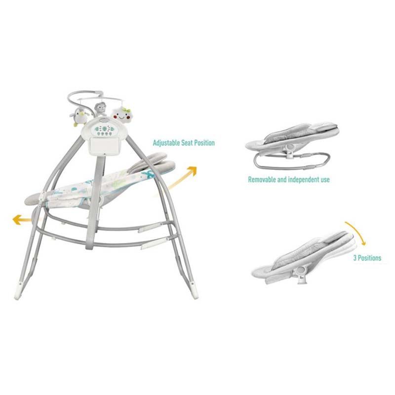 Bumble & Bird - 3-in-1 Baby Swing, Seat & Rocker - Grey (Exclusive)