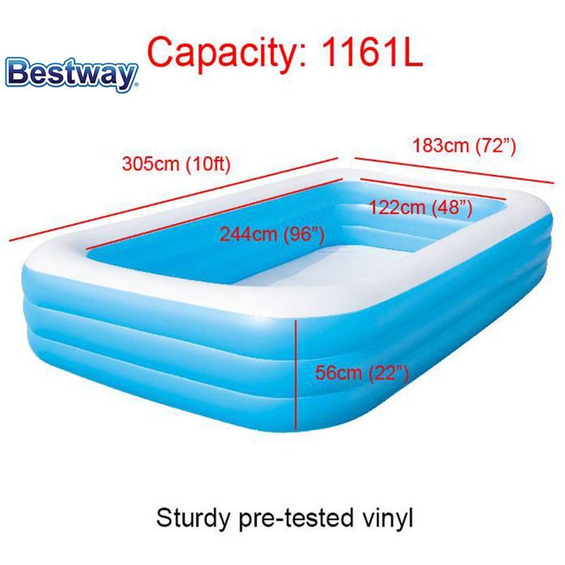 Bestway Deluxe Rectangular Family Pool - Blue