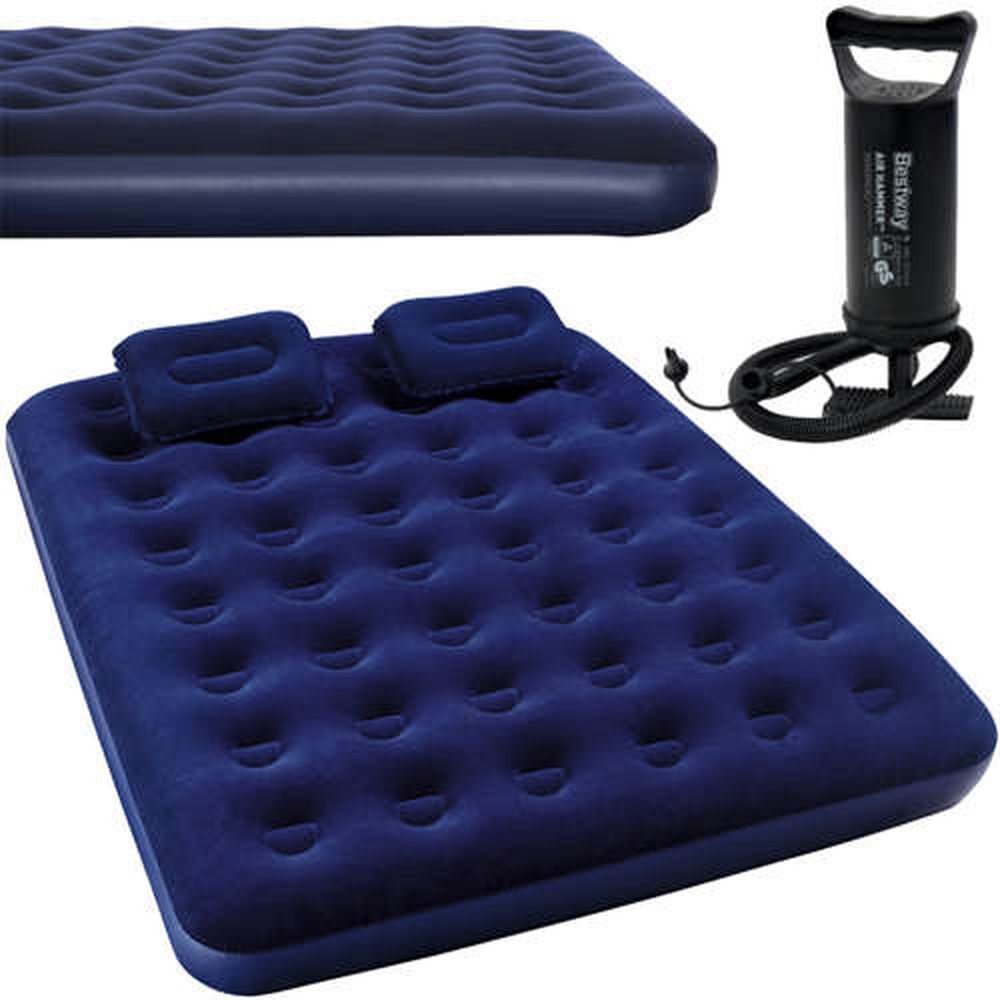 Bestway - Flocked Air Bed With Air Pump 26-67374 - Blue