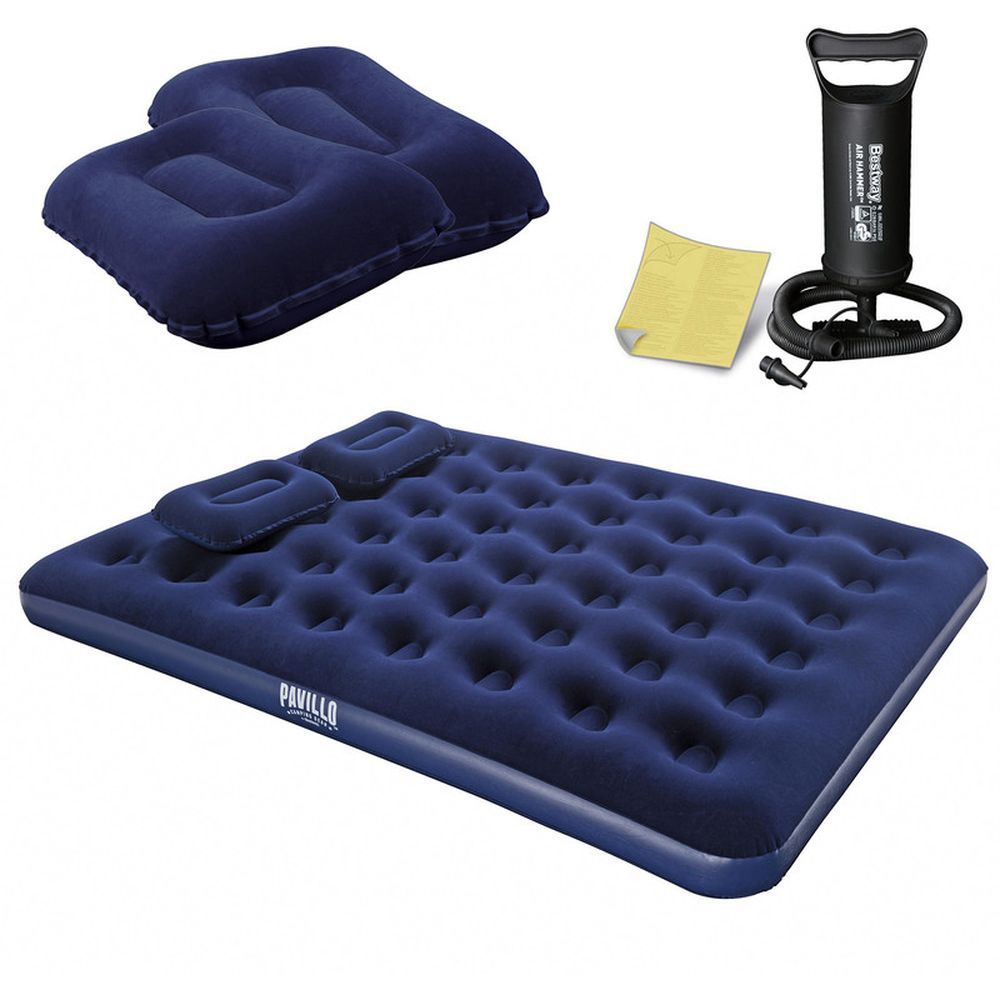 Bestway - Flocked Air Bed With Air Pump 26-67374 - Blue