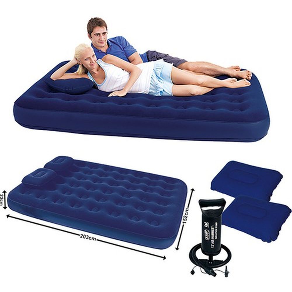 Bestway - Flocked Air Bed With Air Pump 26-67374 - Blue