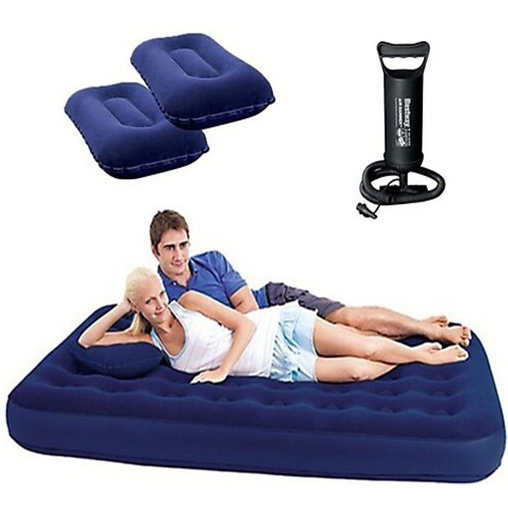 Bestway - Flocked Air Bed With Air Pump 26-67374 - Blue