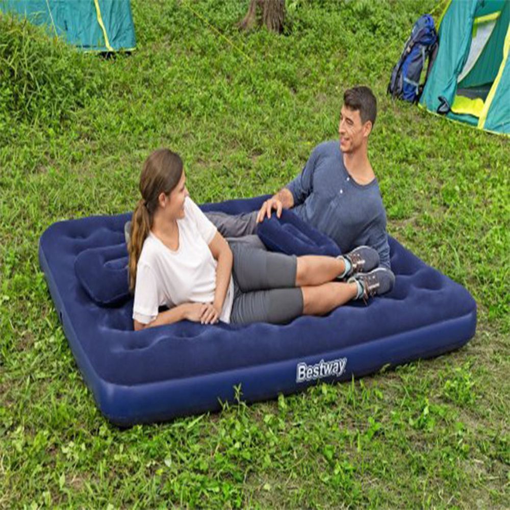 Bestway - Flocked Air Bed With Air Pump 26-67374 - Blue