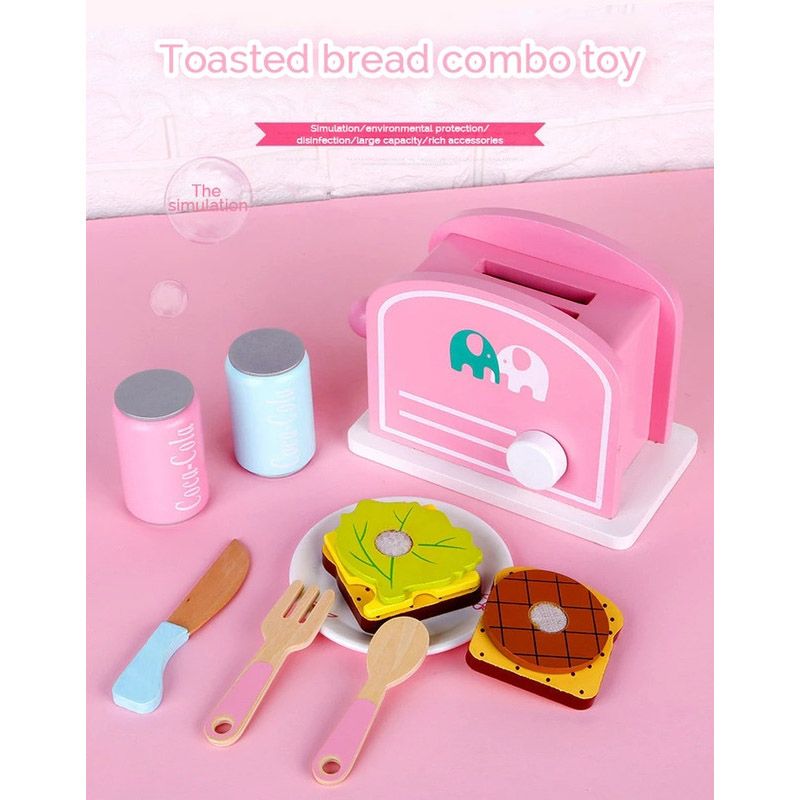 Basmah - Wooden Toaster Toy - Pink