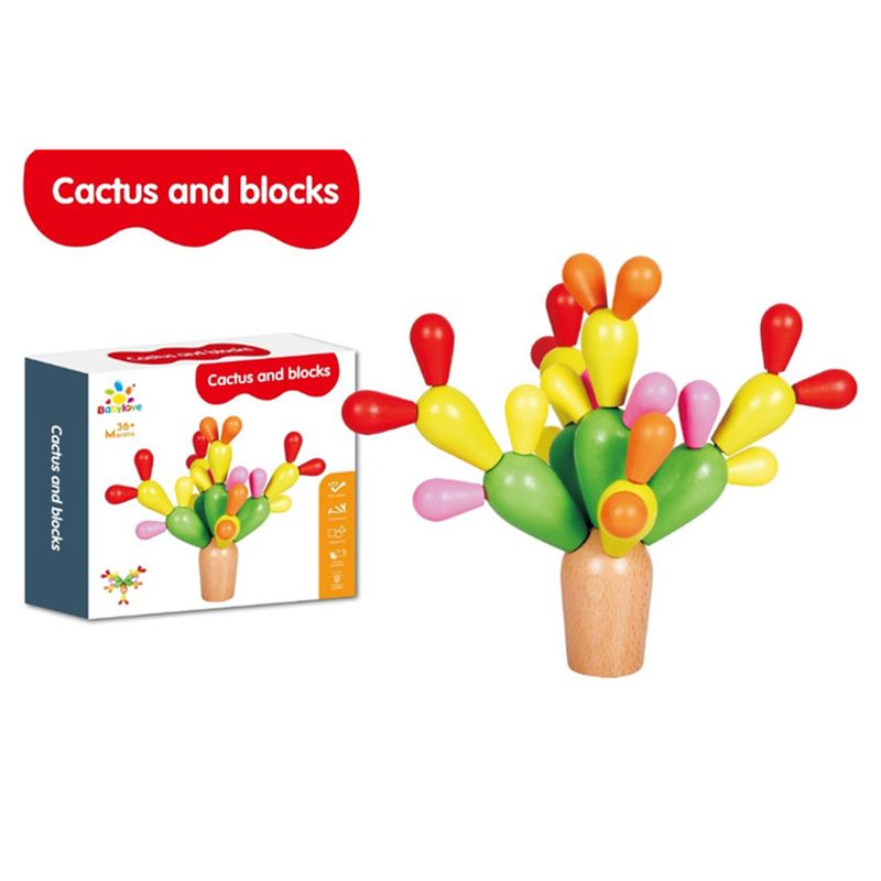 Baby Love - Wooden Educational Cactus Shape Building Blocks